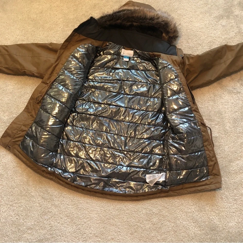Columbia Mens Barlow Pass Turbodown II Jacket Brown Coat Size Small Waterproof